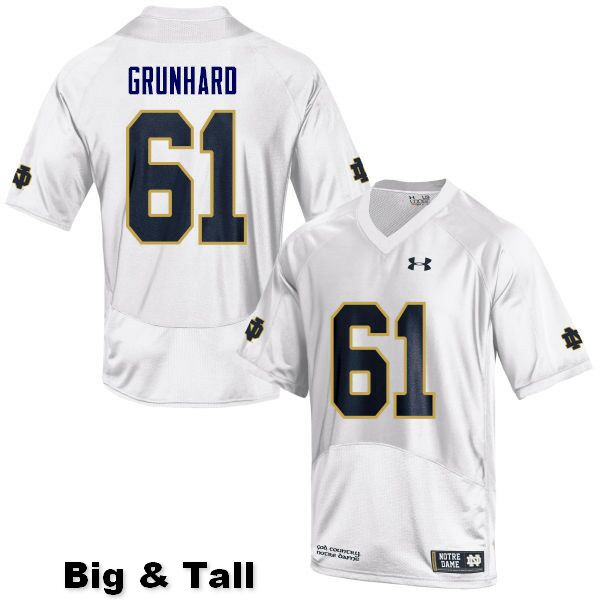 Men's NCAA Notre Dame Fighting Irish #61 Colin Grunhard Stitched College Under Armour Authentic White Big & Tall Football Jersey QS10G80RQ